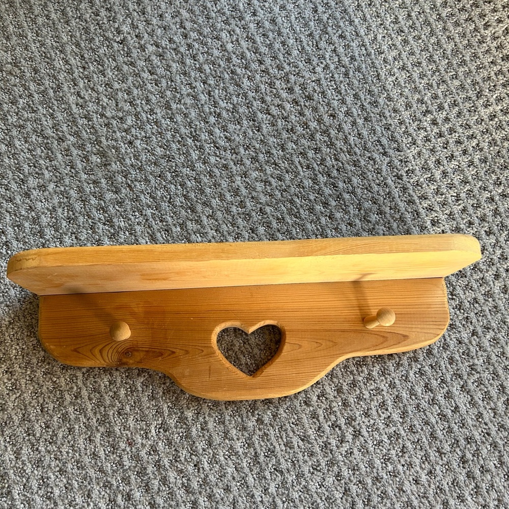 Heart Design Wooden Wall Shelf